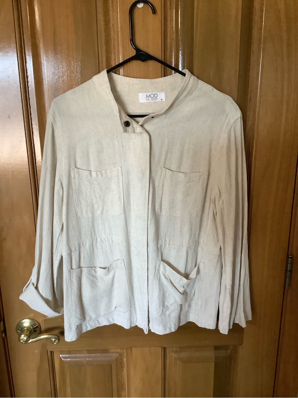 MOD lightweight cream stand-collar jacket with patch pockets